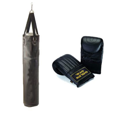 5ft PU Punchbag   Golds Gym Bag Mitts (XL) (Punchbag   X.Large Mitts)