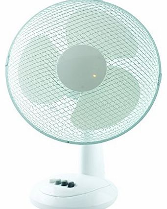 White 12`` 2 Speed Oscillating Desk top Fan with adjustable tilt Cold Air For Office and Home