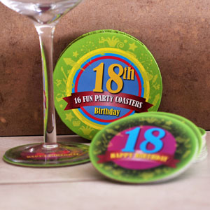 18th Birthday Pack 16 Party Coasters