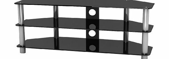 1home Black Glass TV Stand for 32 upto 60 inch Plasma LCD LED 3D TV