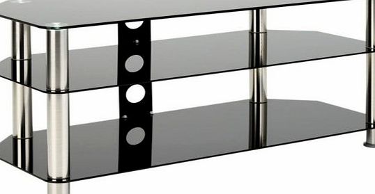 GT5 Black Glass TV Stand for 42 to 70 inches Plasma LCD LED 3D TV Silver Tube 120cm