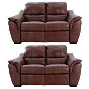 2 Montana regular leather recliner sofas, cognac