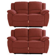 2 Pisa regular recliner sofas, red