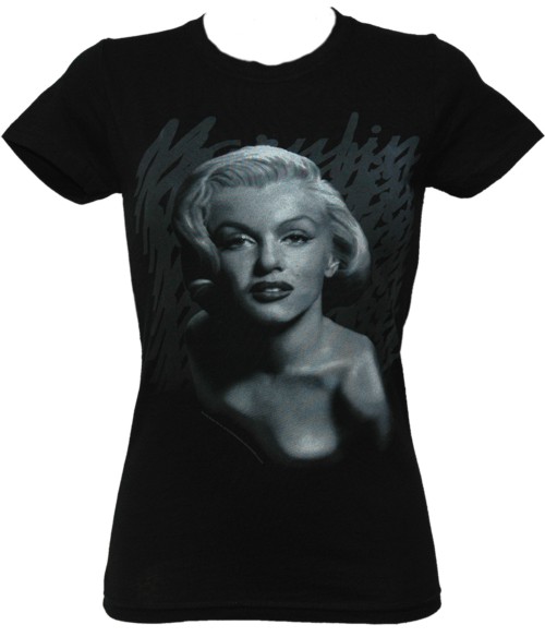 Marilyn Portrait Ladies Black T-Shirt from American Classics