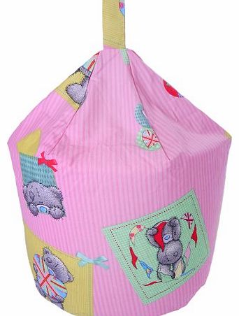 3 CUFT Cotton Me to You Tatty Teddy Grey Bear Pink Stripe Vintage Bean Bag with Filling