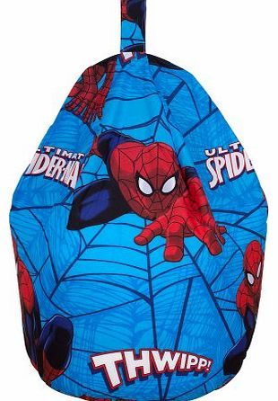 Spiderman City Kids Boys Character Blue Cotton Seat Chair Bean Bag with Filling