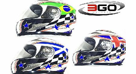 3GO-115 3GO E100 UK BRITISH BRITAIN UNITED KINGDOM ENGLISH CHEAP FULL FACE MOTORCYCLE MOTORBIKE FLAG HELMET (M)