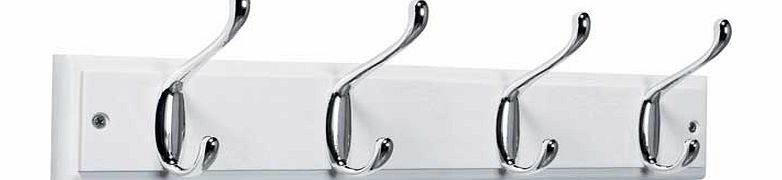 4 Double Chrome Coat Hooks - White