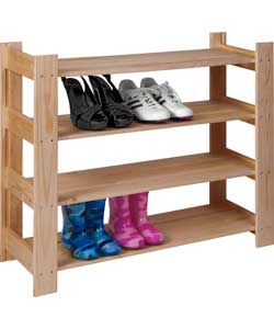 4 Shelf Solid Pine Shoe Storage Rack