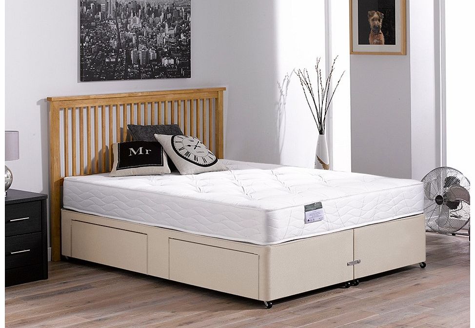 4`0 Small Double Fenton Open Spring Divan Bed - Firm - Beige