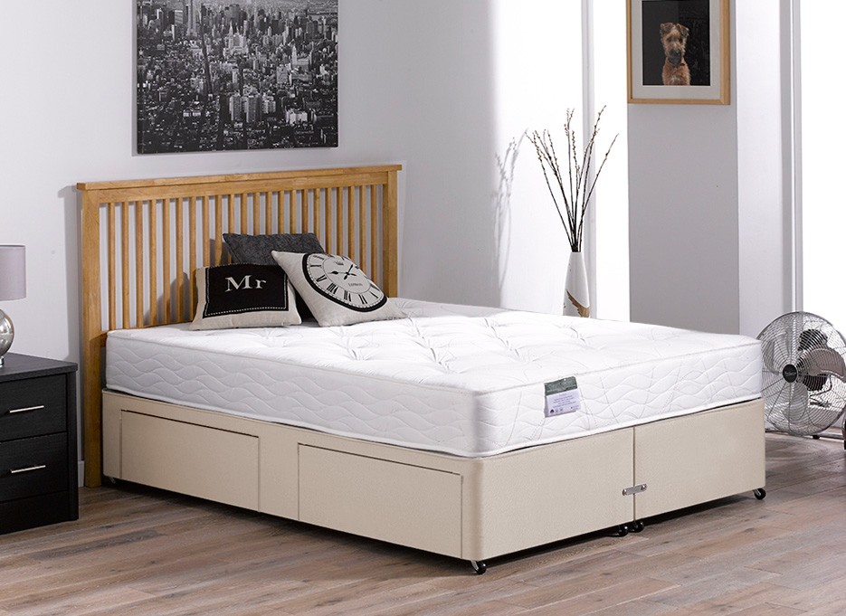 4`6 Double Beaumont Pocket Spring Divan Bed - Firm - Beige