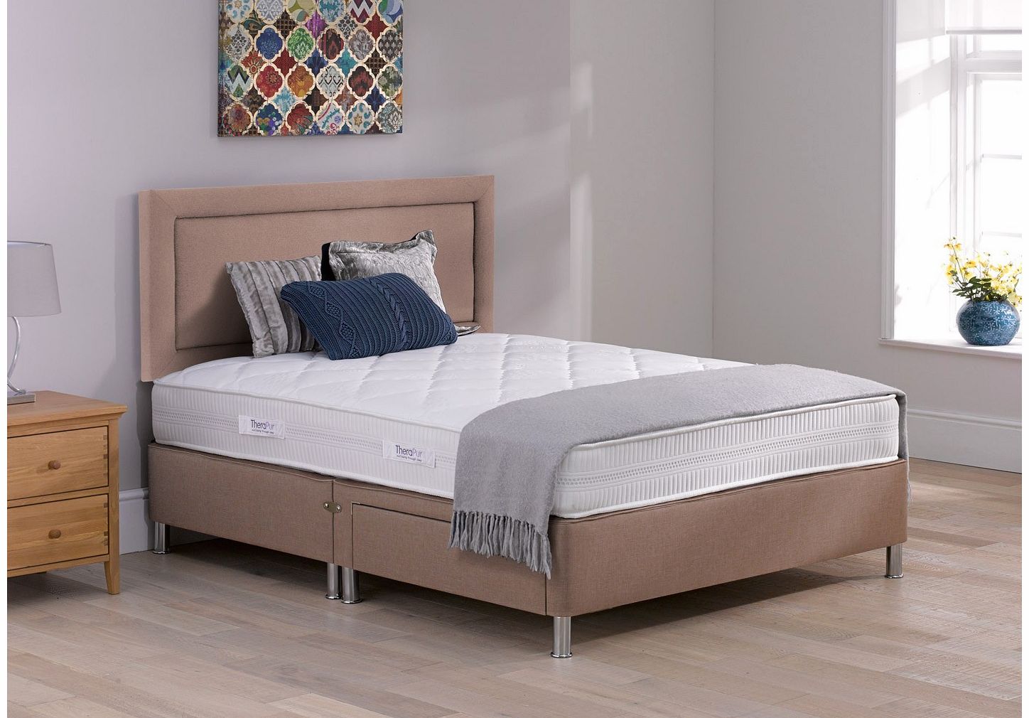 4`6 Double Therapur Entice Divan Bed With Legs - Medium