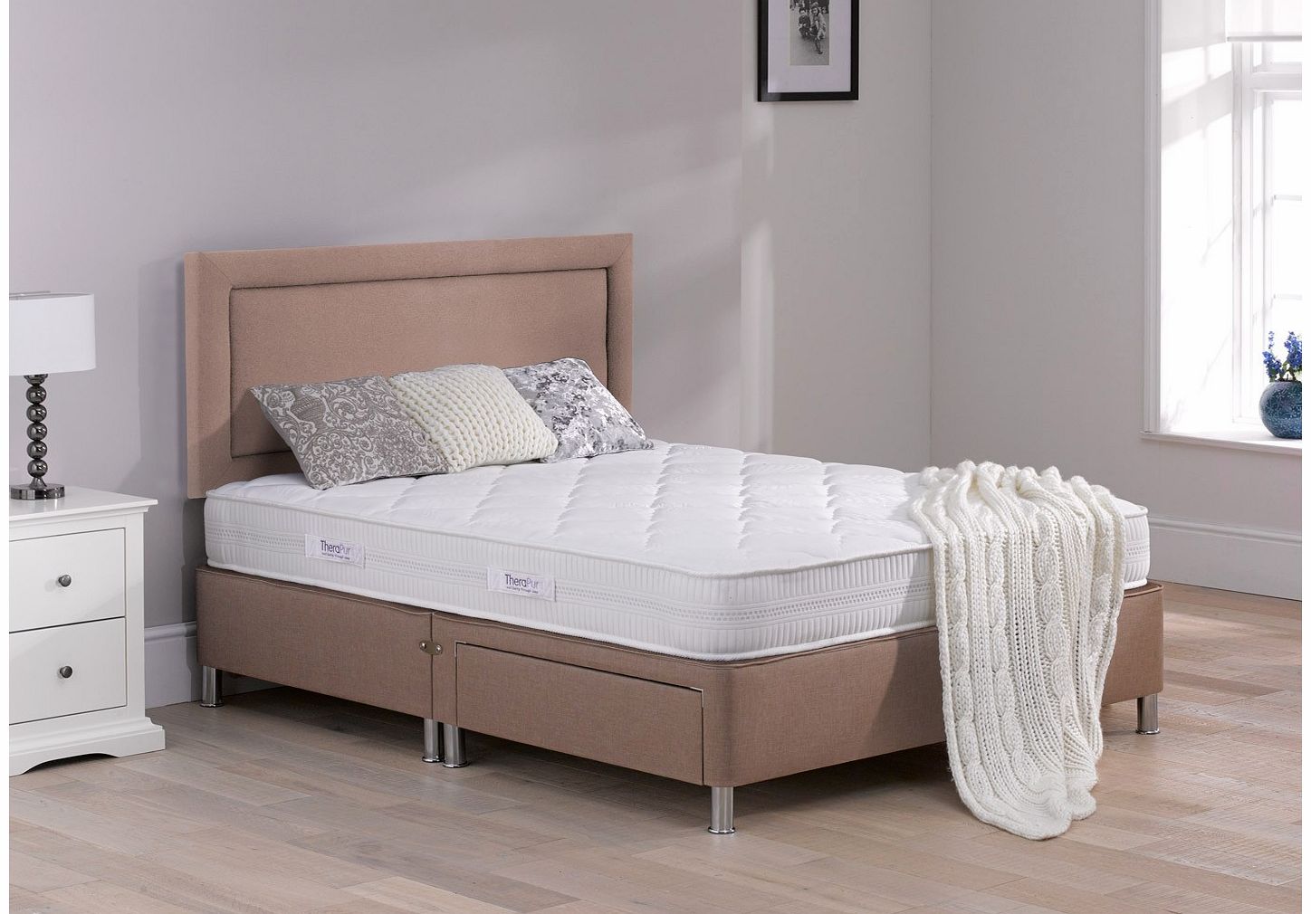 4`6 Double Therapur Mellow 20 Divan Bed With Legs - Medium