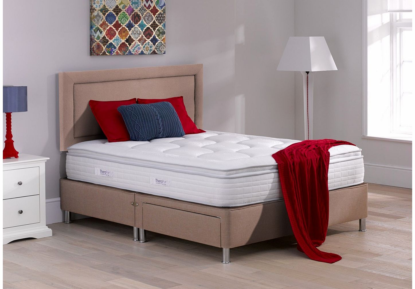 4`6 Double Therapur Vitality Divan With Legs - Medium