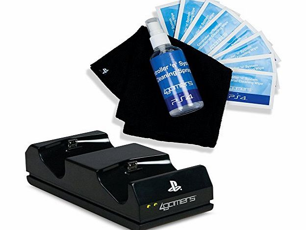 4Gamers Officially Licensed Twin Charging Dock amp; Cleaning Kit (PS4)
