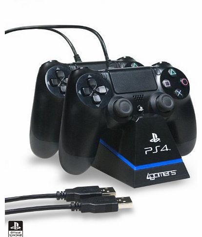 Playstation 4 Officially Licensed Dual Controller Stand with Twin USB Charging Cables (PS4)