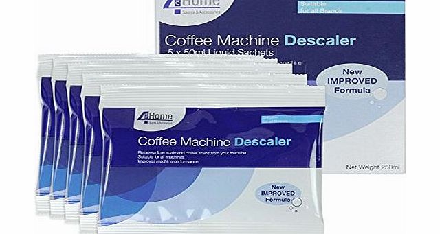 Liquid Descaler Cleaning Fluid for Nespresso Coffee / Espresso Machines (5 x 50ml)