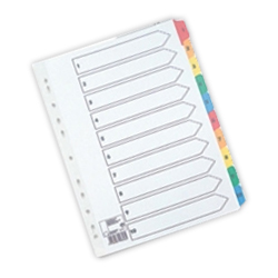 5 Star 1-10 Multicolour Reinforced Dividers A4