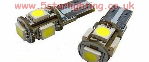 5 Star Lighting Ltd 2 Xenon HID Look 5 SMD LED Side Light Pure White Bulb T10 W5W 501 ERROR FREE FOR INTERIOR amp; EXTERIOR. (NO BLUE TINT)