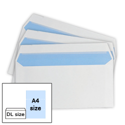 Press Seal White Wallet Envelopes DL