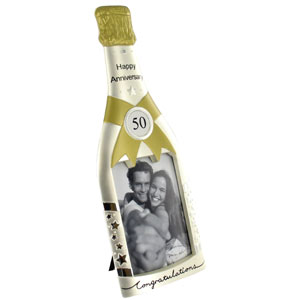 50th Anniversary Champagne Bottle Photo Frame