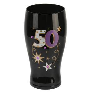 50th Birthday Black Beer Glass