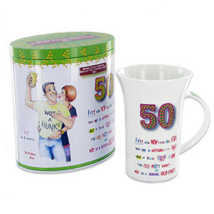 50th Birthday Mug and Cookie Tin For Him