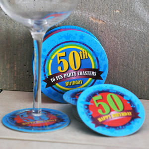 50th Birthday Pack 16 Party Coasters