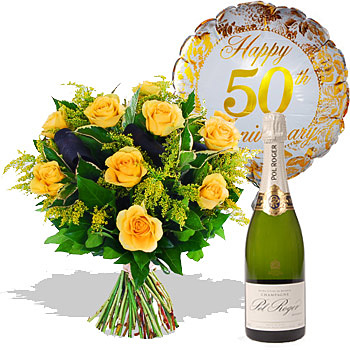 50th Wedding Anniversary Gift Set - flowers