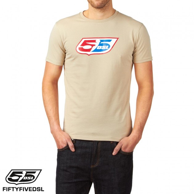 55DSL Mens 55DSL Logo Classic T-Shirt - Beige