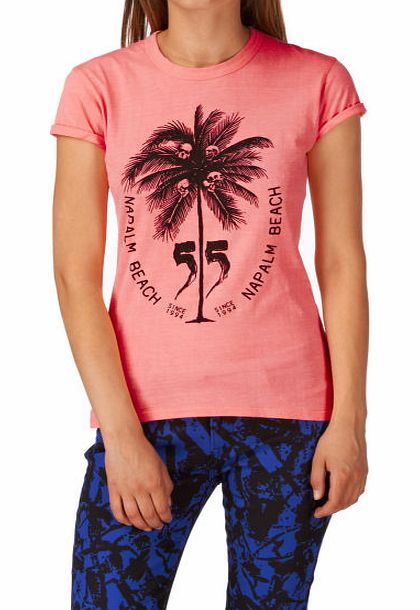 55DSL Womens 55DSL Napalm Beach Print T-Shirt - Papaya