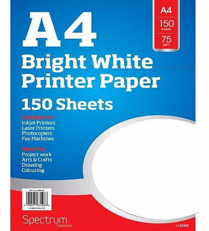 A4 75gsm Bright White Printer Copier Paper Office Home Copy Printing 150 Sheets
