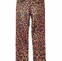 7-14yrs cotton blend leopard jeans