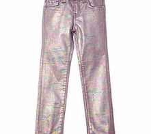 7-14yrs iridescent cotton blend jeans