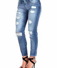 7 For All Mankind Crop cotton blend rip cigarette jeans