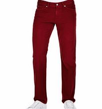 Slimmy dark red cotton blend jeans