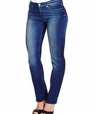 7 For All Mankind Straight Leg blue cotton blend jeans