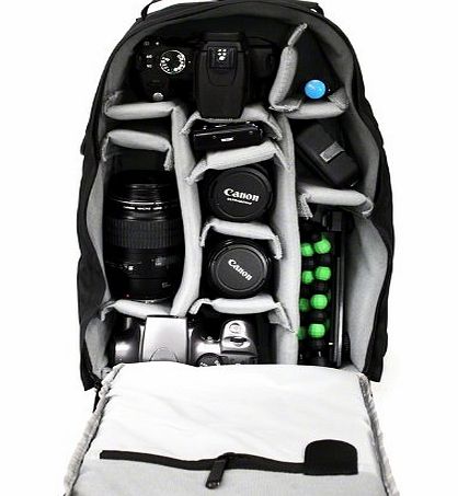 Photographers Backpack / Rucksack - Camera Bag for Digital SLR and DSLR Cameras incl. Canon, Nikon etc. - Black
