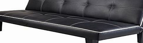 7Star Click Clack faux leather Sofa Bed Black spare room or guest room bed Settee Sale