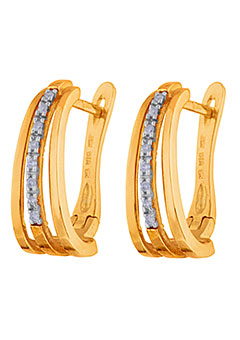 9ct Gold 0.12ct Diamond Set Hoop Earrings 12151931