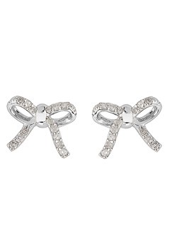 9ct Gold 0.15ct Diamond Set Bow Earrings