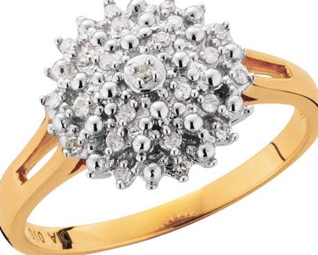 9ct Gold 0.1ct Diamond Cluster Ring