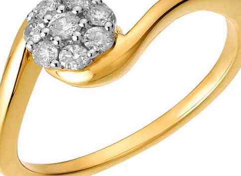 9ct Gold 0.25ct Diamond Solitaire Look Twist Ring
