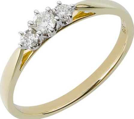 9ct Gold 1/5 Carat Diamond Trilogy Ring