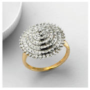 9ct gold 1 Carat Diamond Cluster Ring, L