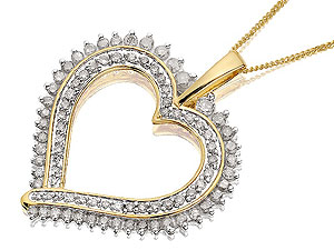 9ct Gold 1 Carat Diamond Heart Pendant And Chain