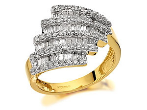 9ct Gold 1 Carat Five Row Diamond Band Ring -