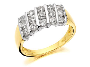 9ct Gold 1 Carat Five Row Diamond Cluster Ring -