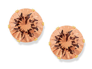 9ct gold 10mm Champagne Cubic Zirconia Earrings