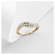 9CT GOLD 11PT DIAMOND TWIST RING, J